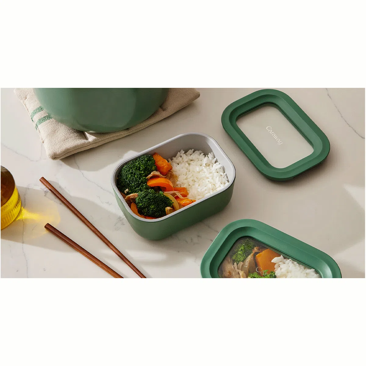 caraway-on-the-go-essentials-13pc-glass-food-storage-containers-with-lids-organi image 1