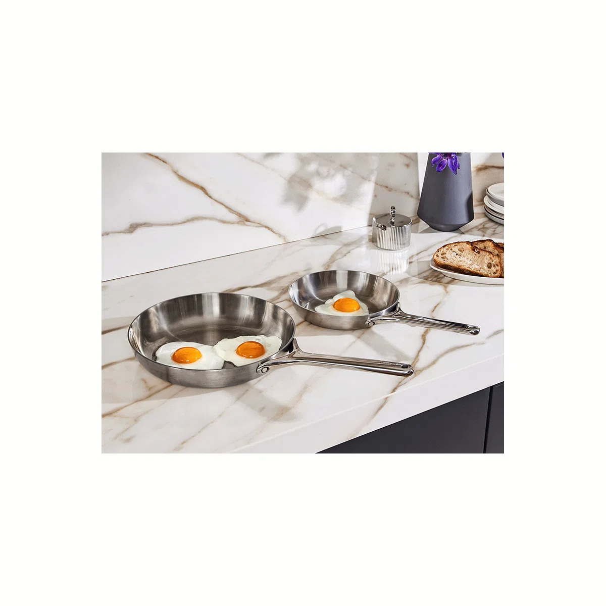 caraway-stainless-steel-fry-pan-duo-8-in-10-5-in-non-toxic-5-ply-steel-oven-safe image 1