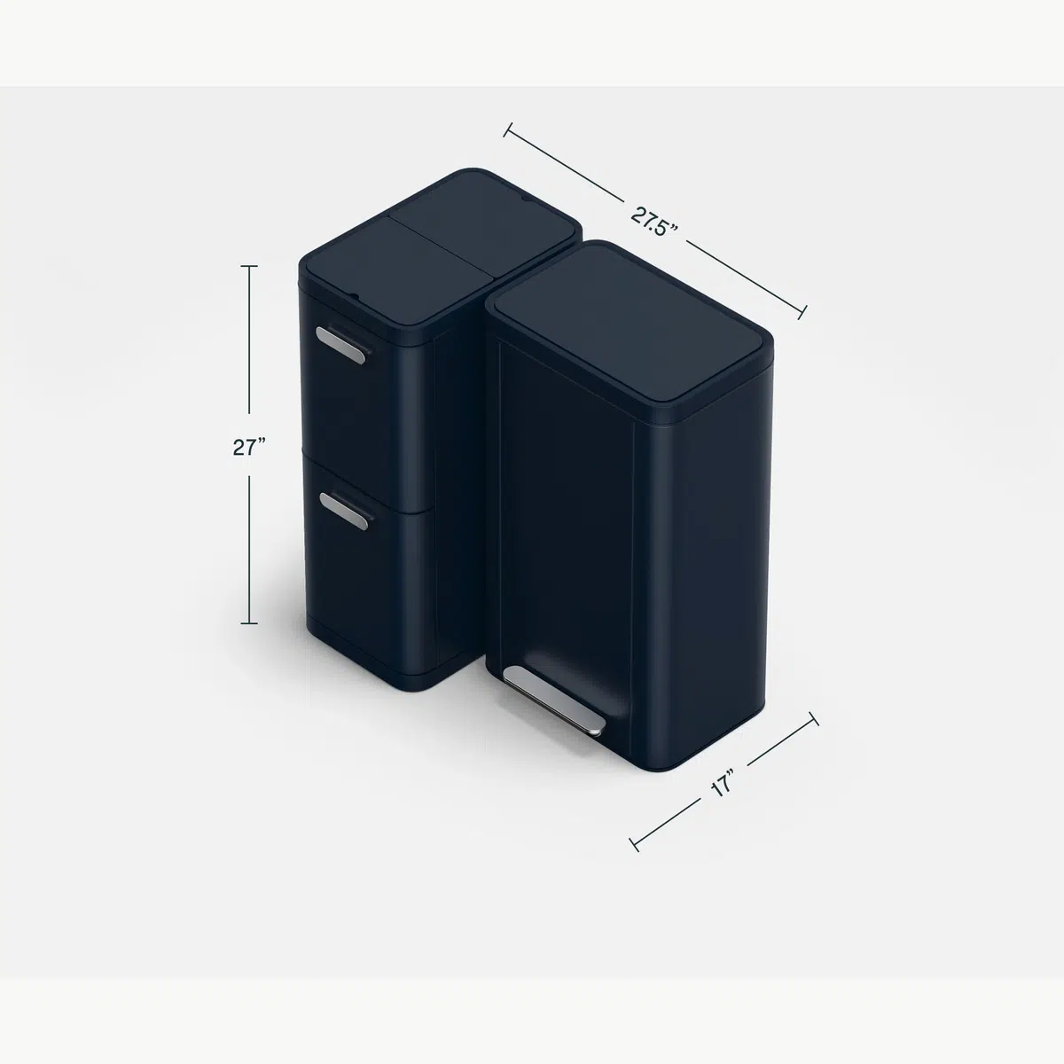 caraway-trash-recycling-duo-rectangular-13-gal-capacity-fingerprint-resistant-st image 1