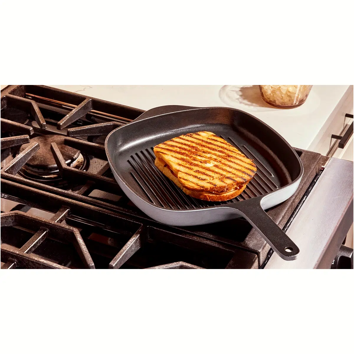caraway-10-5-enameled-cast-iron-grill-pan-non-toxic-3-layer-enamel-coating-oven- image 1