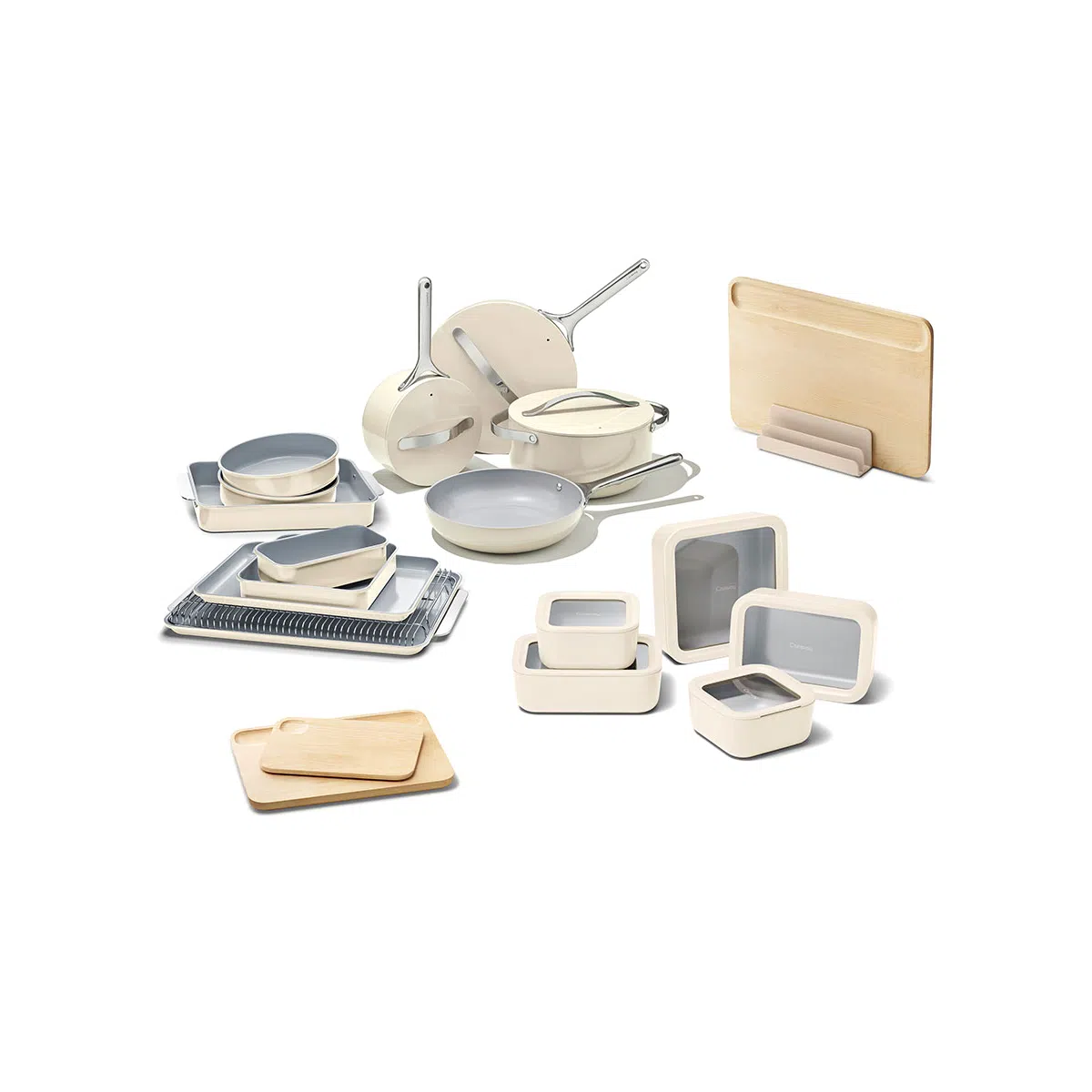 Caraway Clean Start Bundle - 40-Piece Cookware, Bakeware, Food Storage & Cutting Boards, Non-Toxic Ceramic,