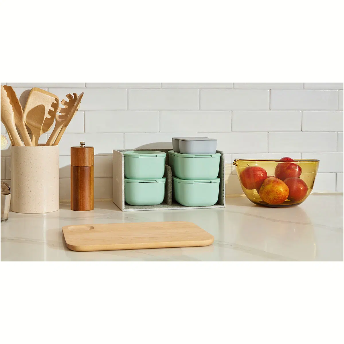 caraway-mini-food-storage-set-glass-containers-with-lids-non-toxic-ceramic-coate image 1
