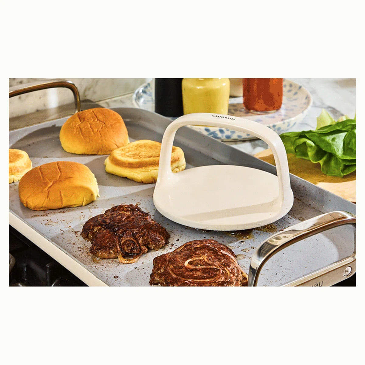 caraway-grill-press-premium-stainless-steel-6-inch-weighted-smash-burger-press-f image 1
