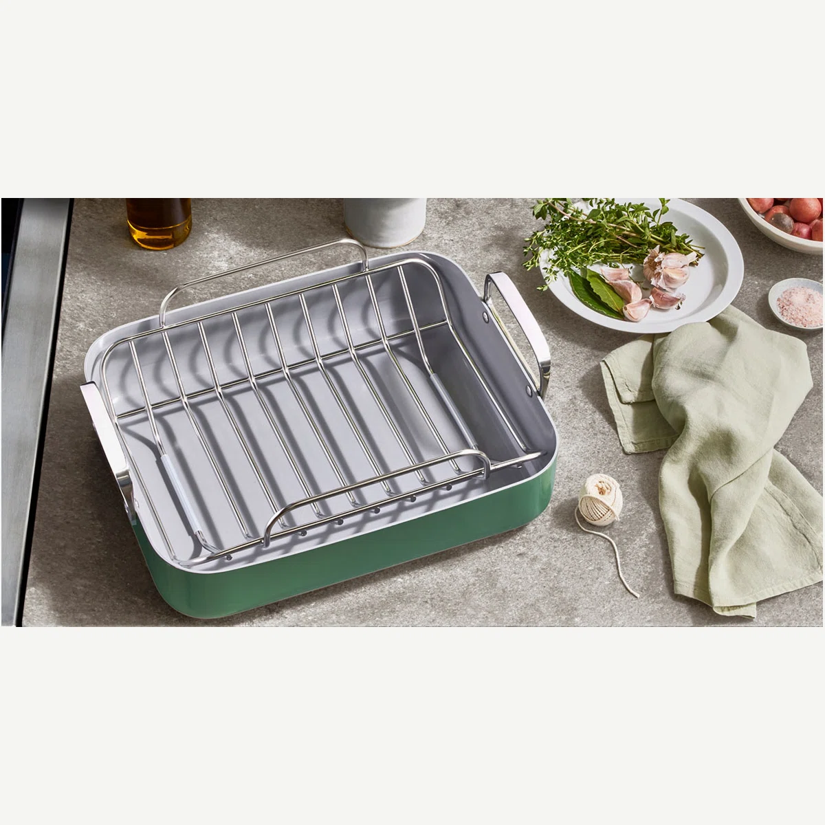 caraway-16x12-ceramic-roasting-pan-with-rack-non-toxic-oven-safe-to-550-f image 1