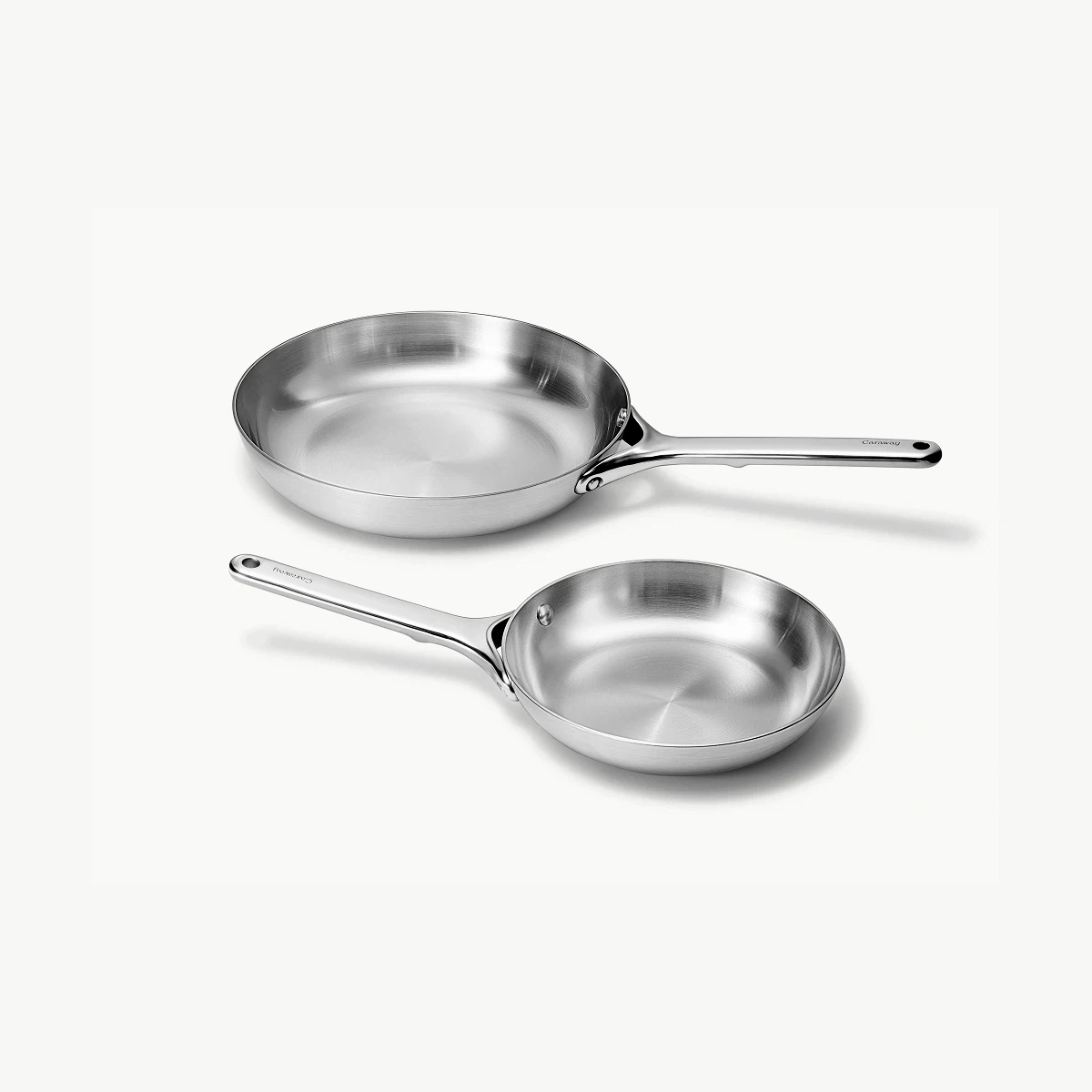caraway-stainless-steel-fry-pan-duo-8-in-10-5-in-non-toxic-5-ply-steel-oven-safe image 1