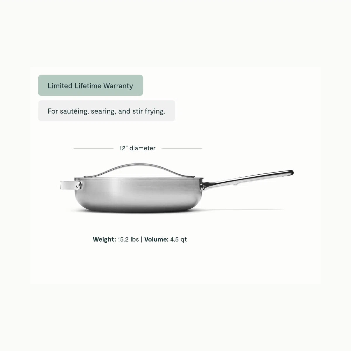 caraway-4-5-qt-stainless-steel-saut-pan-non-toxic-5-ply-oven-safe-to-550-f-burne image 3