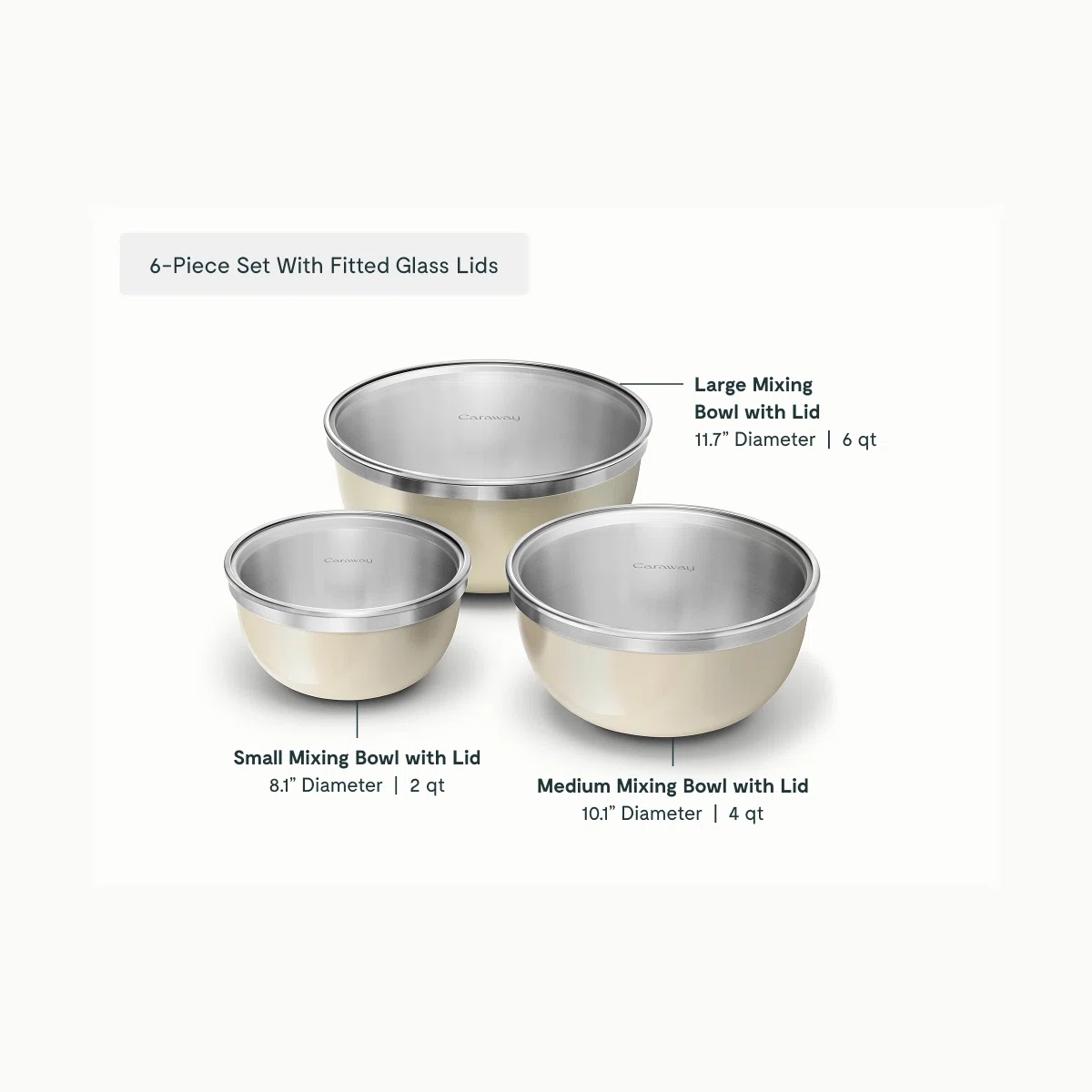 caraway-9-piece-mixing-bowl-strainer-set-non-toxic-stainless-steel-with-glass-li image 3