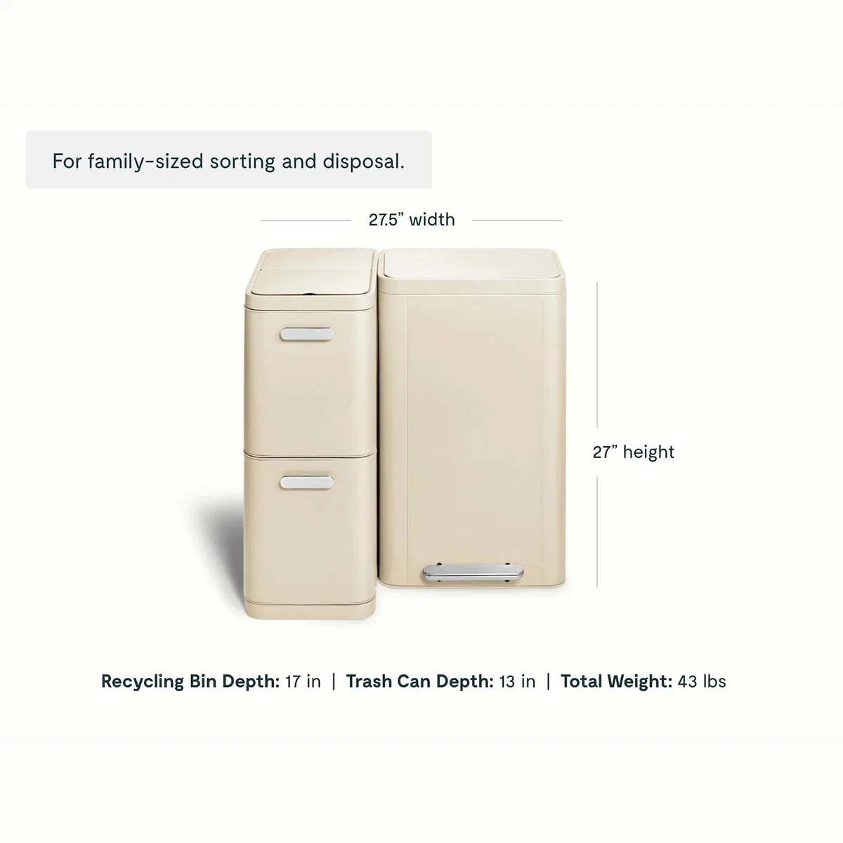 caraway-trash-recycling-duo-rectangular-13-gal-capacity-fingerprint-resistant-st image 3
