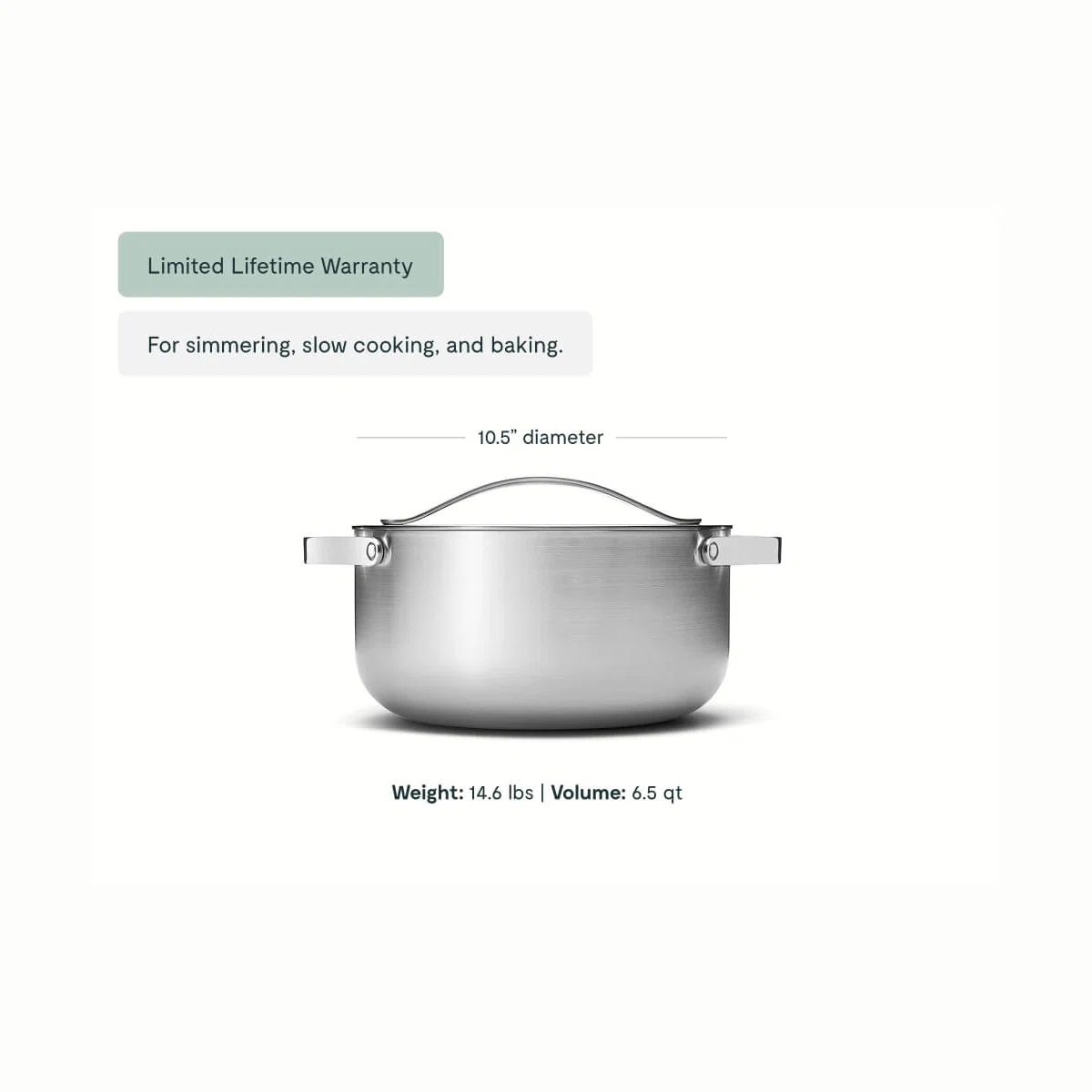caraway-6-5-qt-stainless-steel-dutch-oven-non-toxic-5-ply-ovensafe-to-550-f-life image 3