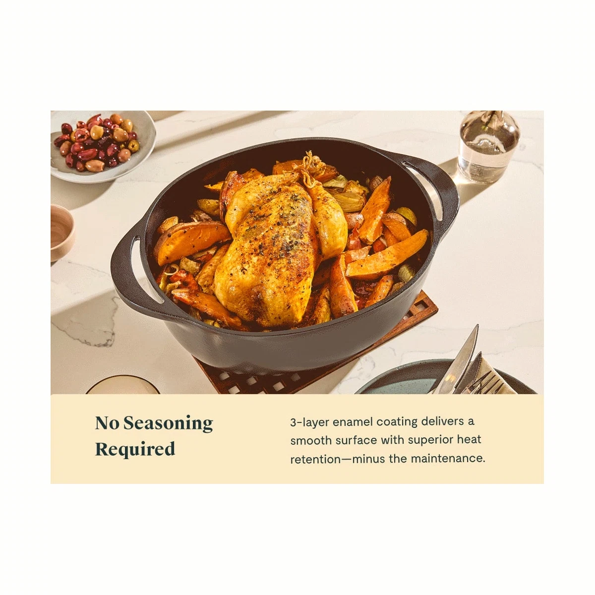 caraway-8-5-qt-enameled-cast-iron-oval-dutch-oven-large-capacity-non-toxic-lifet image 4