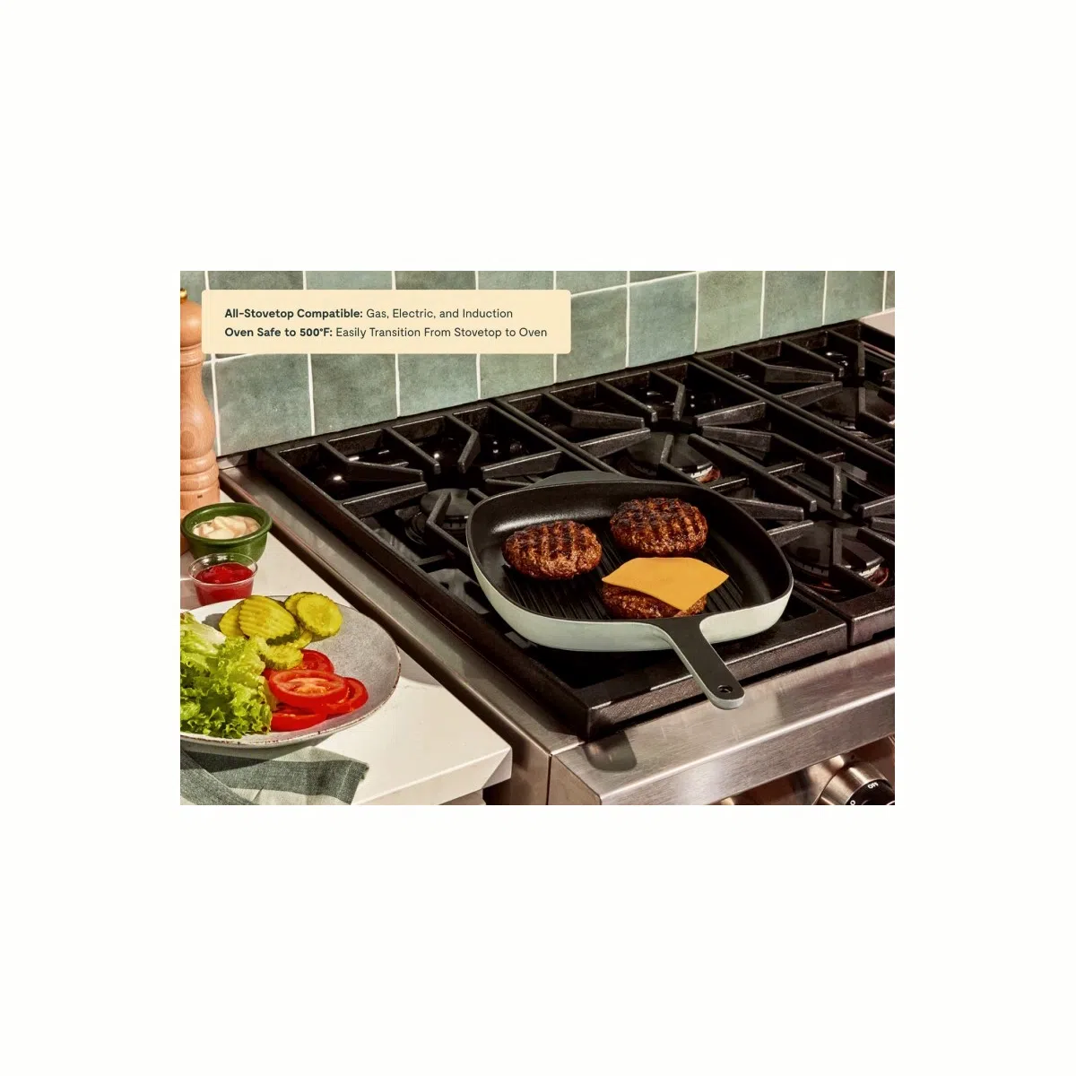 caraway-10-5-enameled-cast-iron-grill-pan-non-toxic-3-layer-enamel-coating-oven- image 5