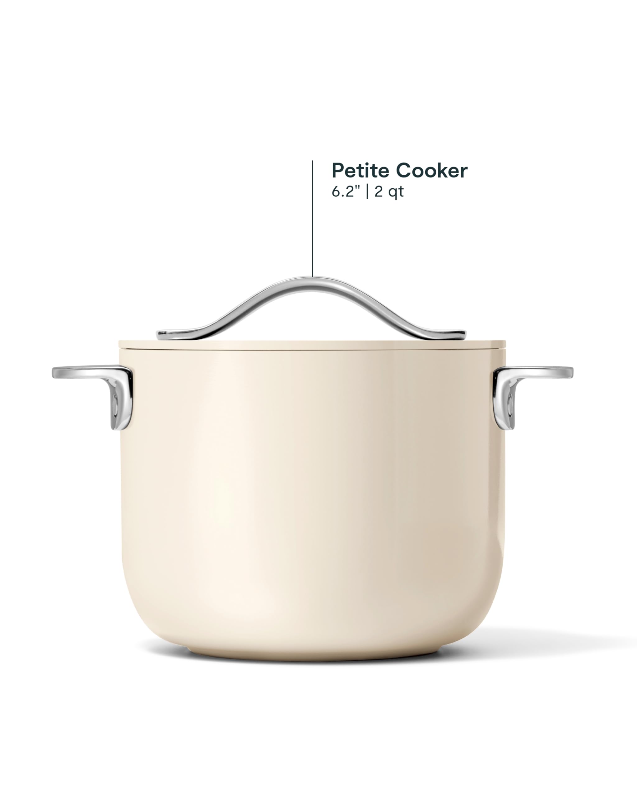 Caraway Petite Cooker – 2 Qt Ceramic Coated Pot, Non-Toxic, Perfect for Rice & Grains, Cream