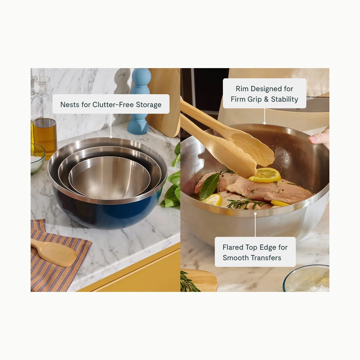 caraway-mixing-bowl-set-6-piece-stainless-steel-nesting-bowls-with-lids-2qt-4qt- image 6