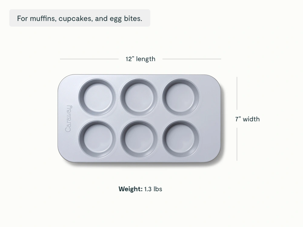 Caraway 6-Cup Muffin Pan – Non-Toxic Ceramic Non-Stick, Oven Safe to 550°F