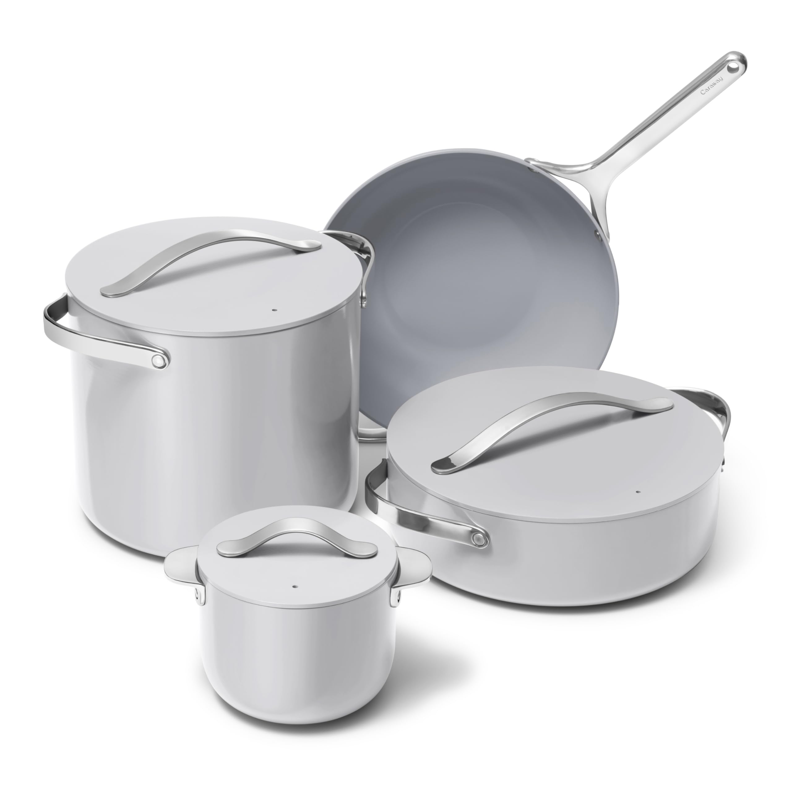 Caraway Cookware+ Collection - Specialty Set with 4 Pots, 3 Lids, and Storage