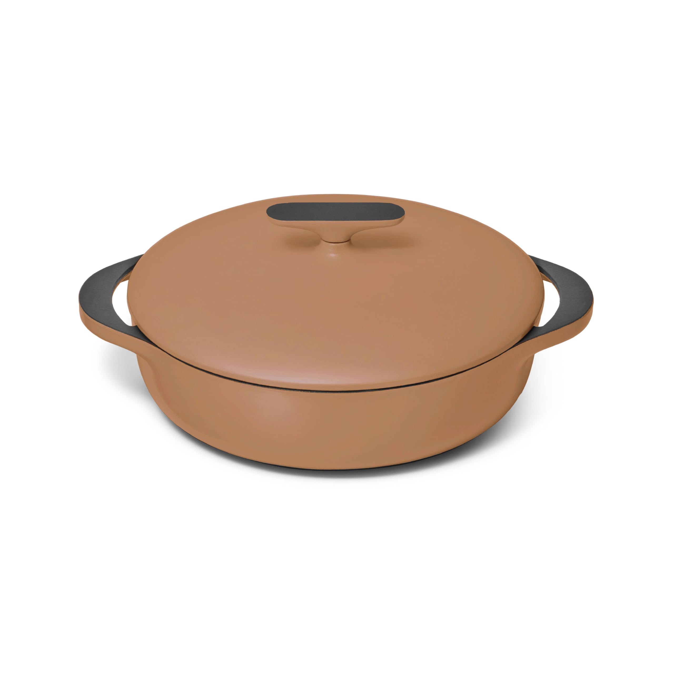 Caraway Enameled Cast Iron Braiser — 3.5 qt Braiser Pan, 3-Layer Enamel Coating, No Seasoning Required, Oven Safe, Induction Compatible (Cream)