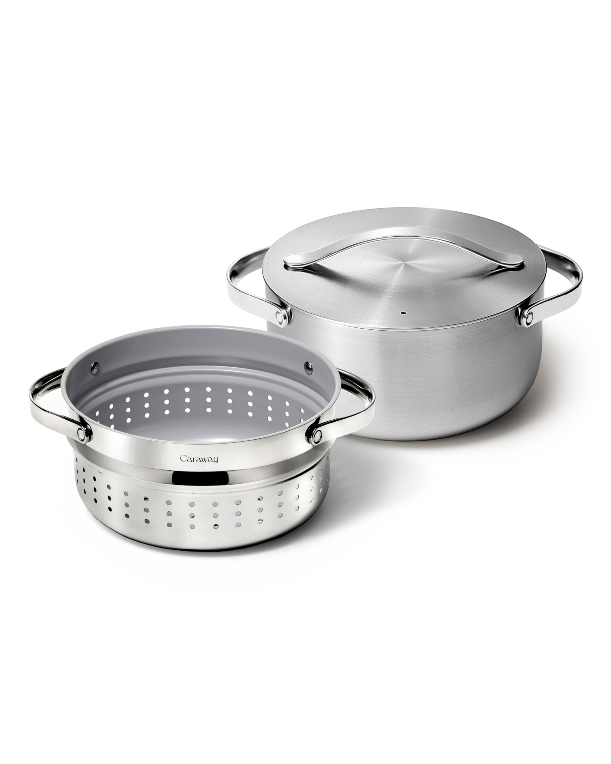 Caraway Stainless Steel Dutch Oven (6.5 Qt) with Steamer – 5-Ply
