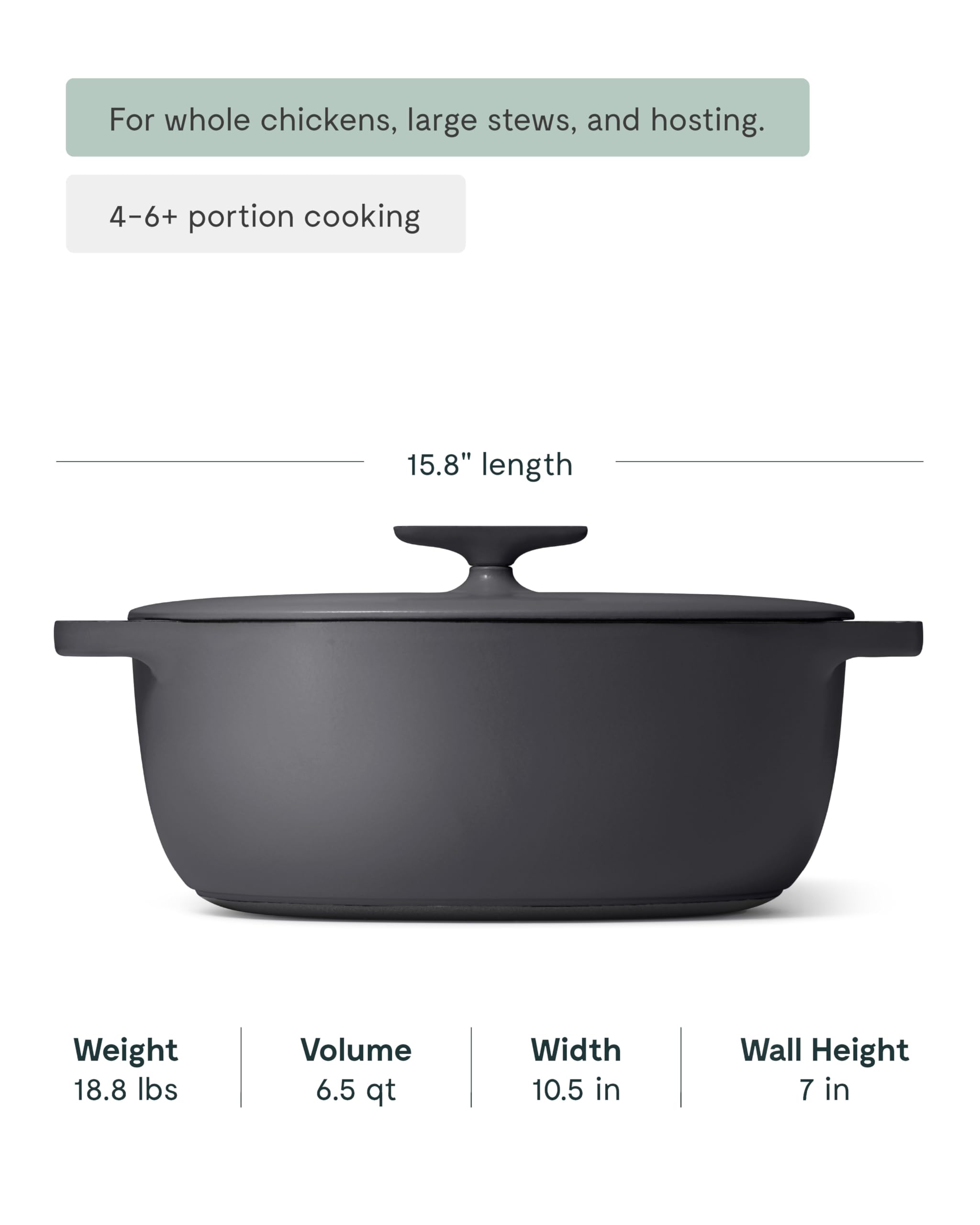 Caraway 8 qt Enameled Cast Iron Dutch Oven with Lid