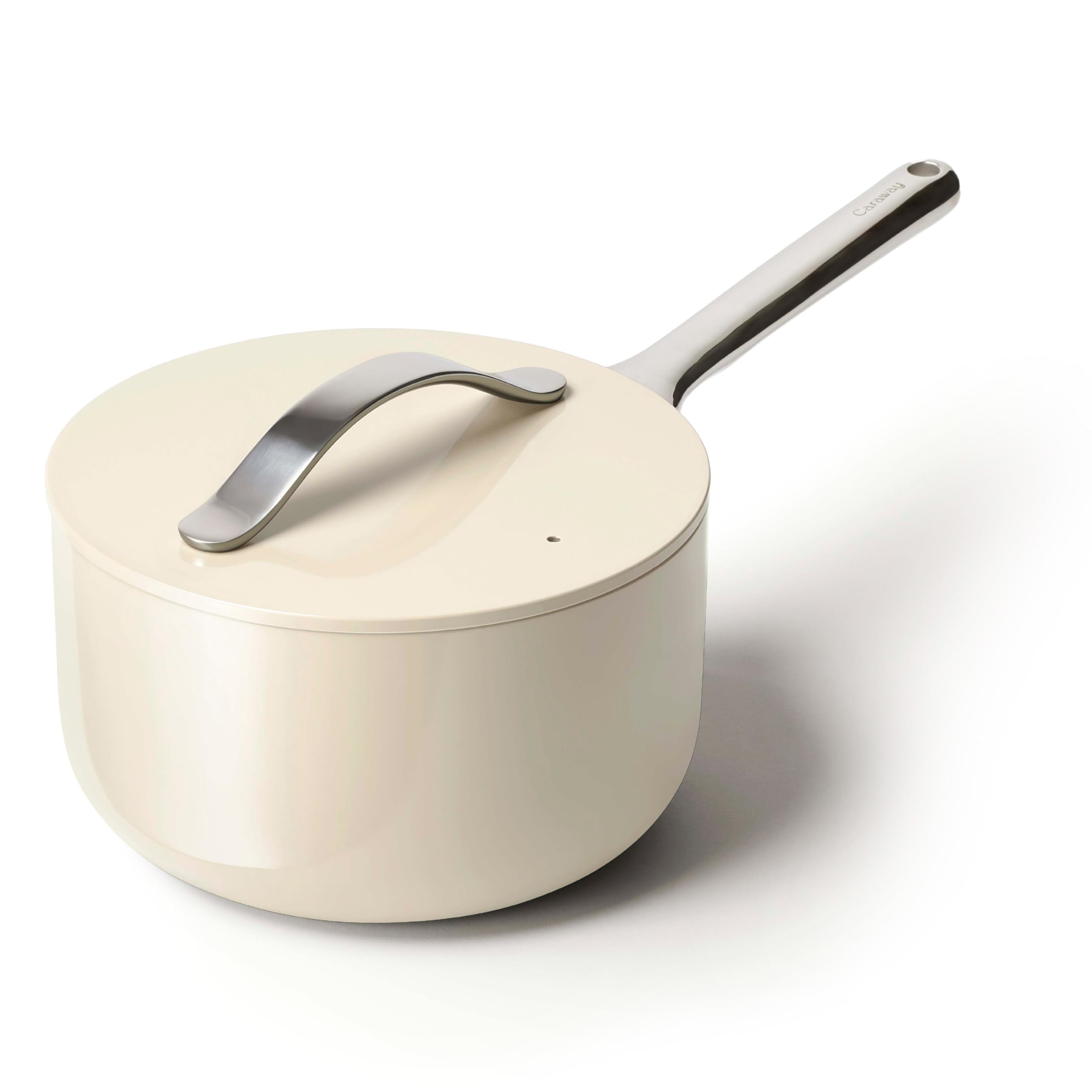 Caraway Nonstick Ceramic Sauce Pan with Lid – 3 qt, Non-Toxic, Oven Safe to 550°F, All Stovetops