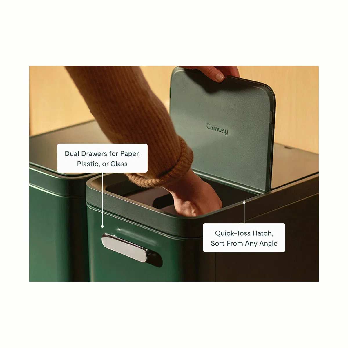 caraway-trash-recycling-duo-rectangular-13-gal-capacity-fingerprint-resistant-st image 7