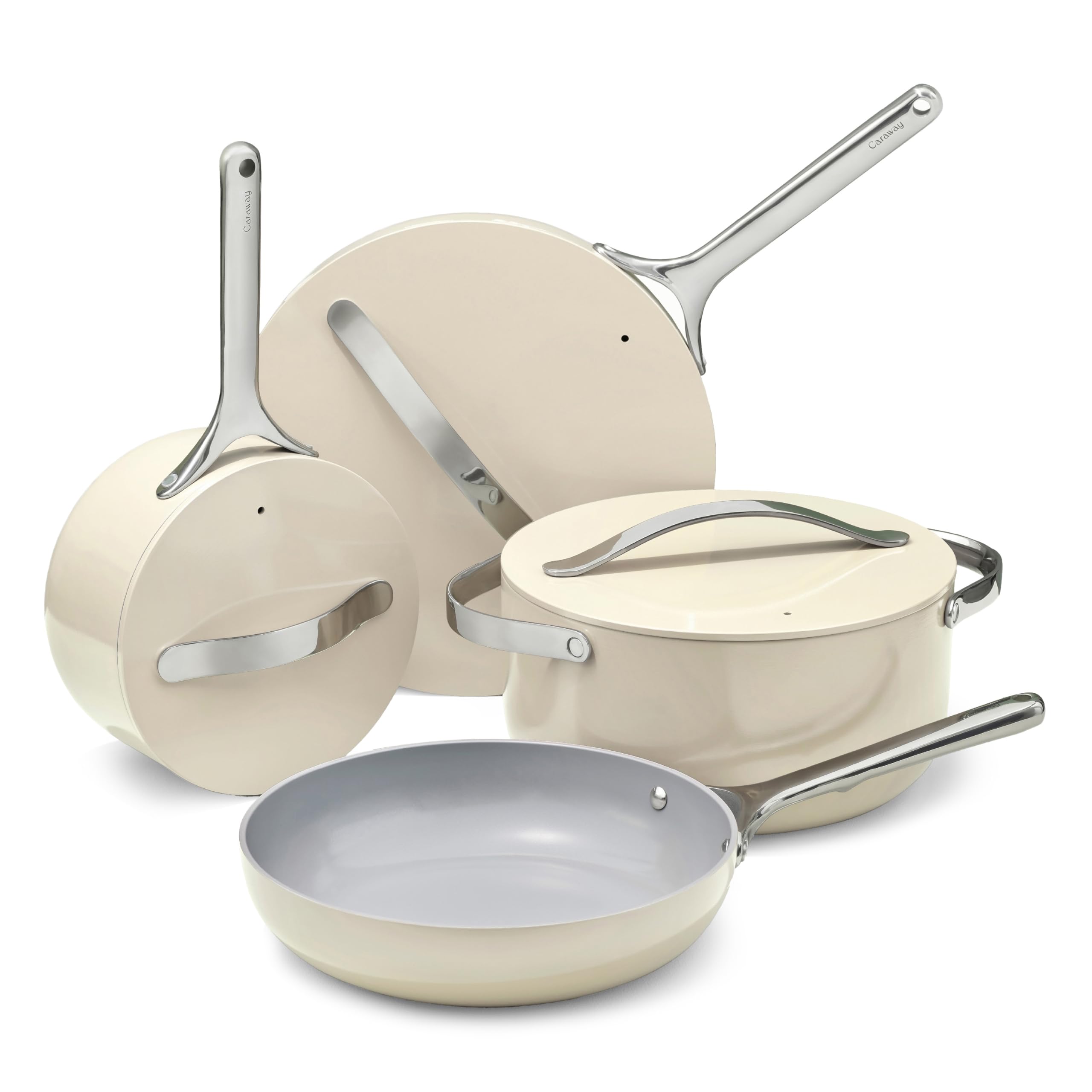 Caraway Non-Stick Ceramic Cookware Set (12 Piece) — Pots, Pans, Lids & Storage