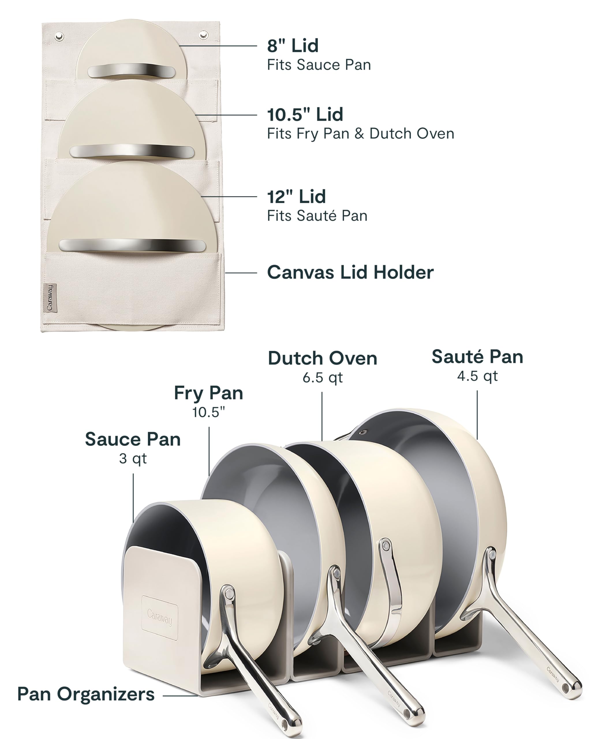 Caraway Non-Stick Ceramic Cookware Set (12 Piece) — Pots, Pans, Lids & Storage