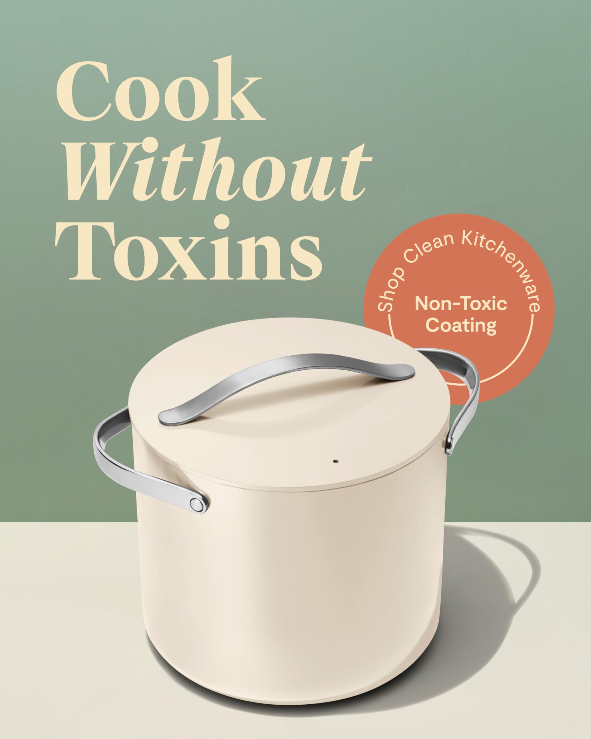Caraway 12 Qt Stock Pot with Lid – Ceramic Coated – Cream