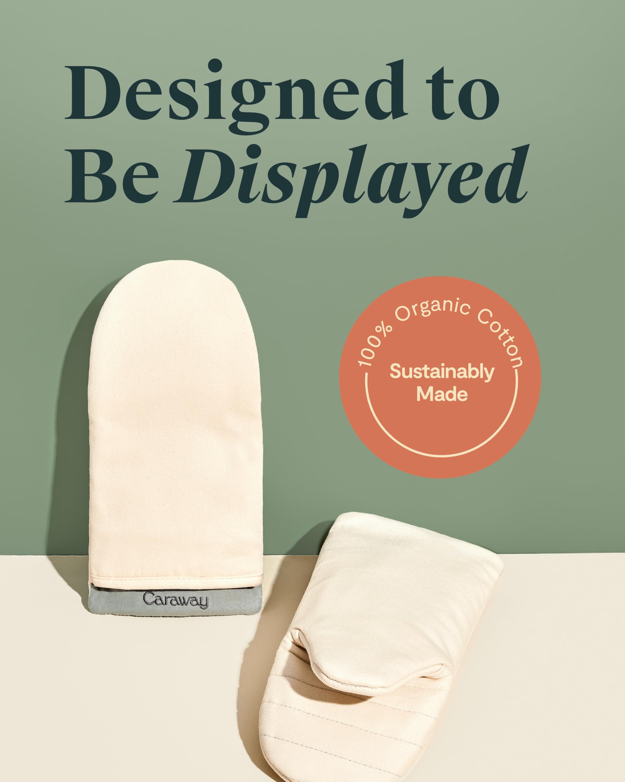 Caraway Organic Cotton Oven Mitts Set of 2 - Cream