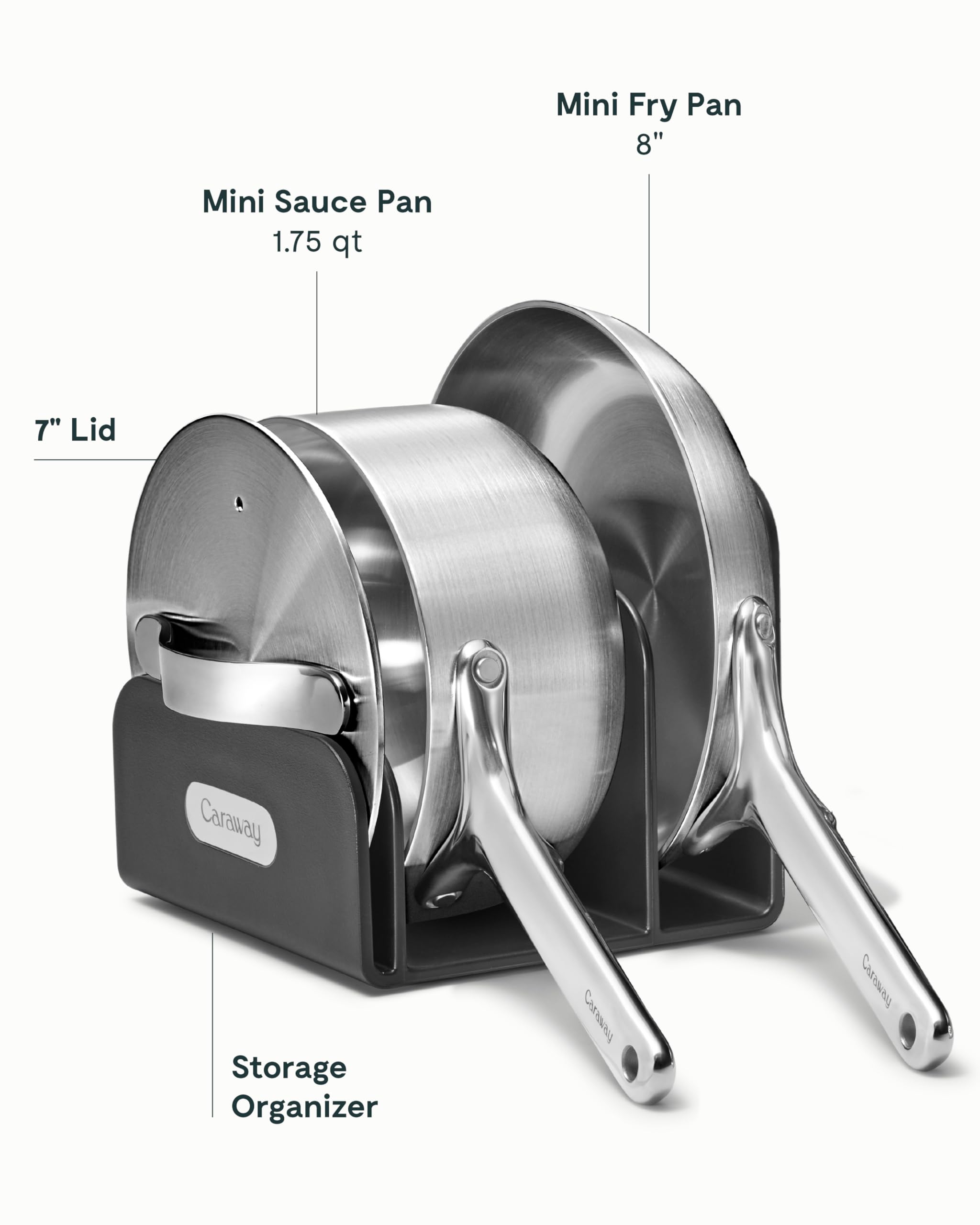 Caraway Stainless Steel Mini Duo – 8" Fry Pan & 1.75 Qt Sauce Pan (5-Ply)