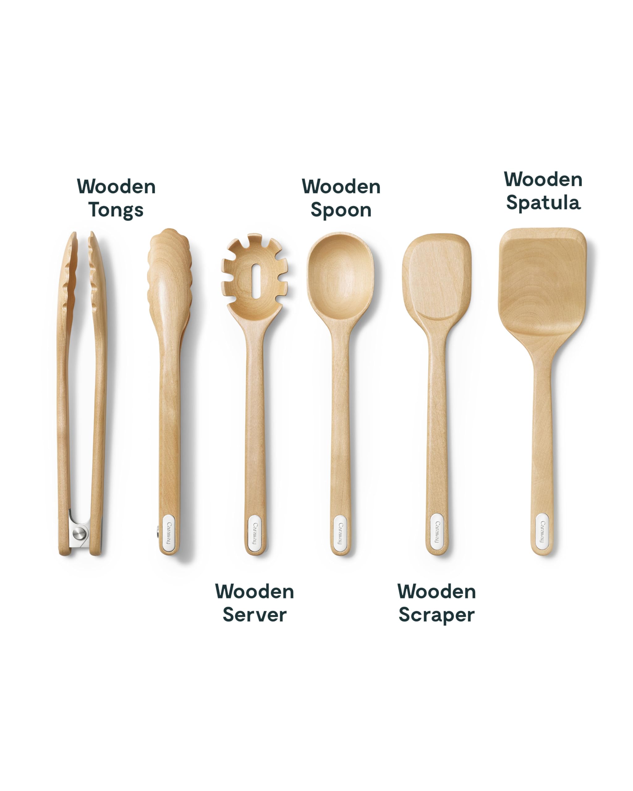Caraway 14-Piece Kitchen Prep Set – German Steel Knives & Wooden Utensils with Organizer, Cream