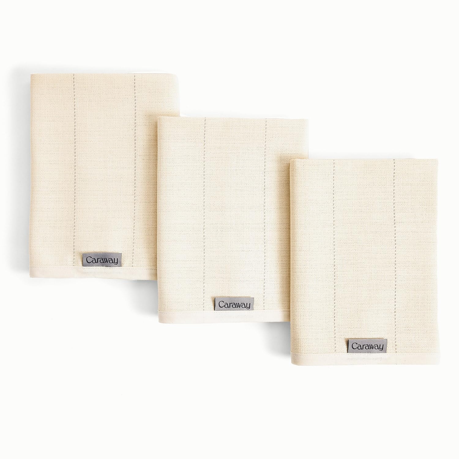 Caraway Tea Towels — Set of Organic Cotton Kitchen Towels, Highly Absorbent, Lint-Free, Extra Large (Cream)