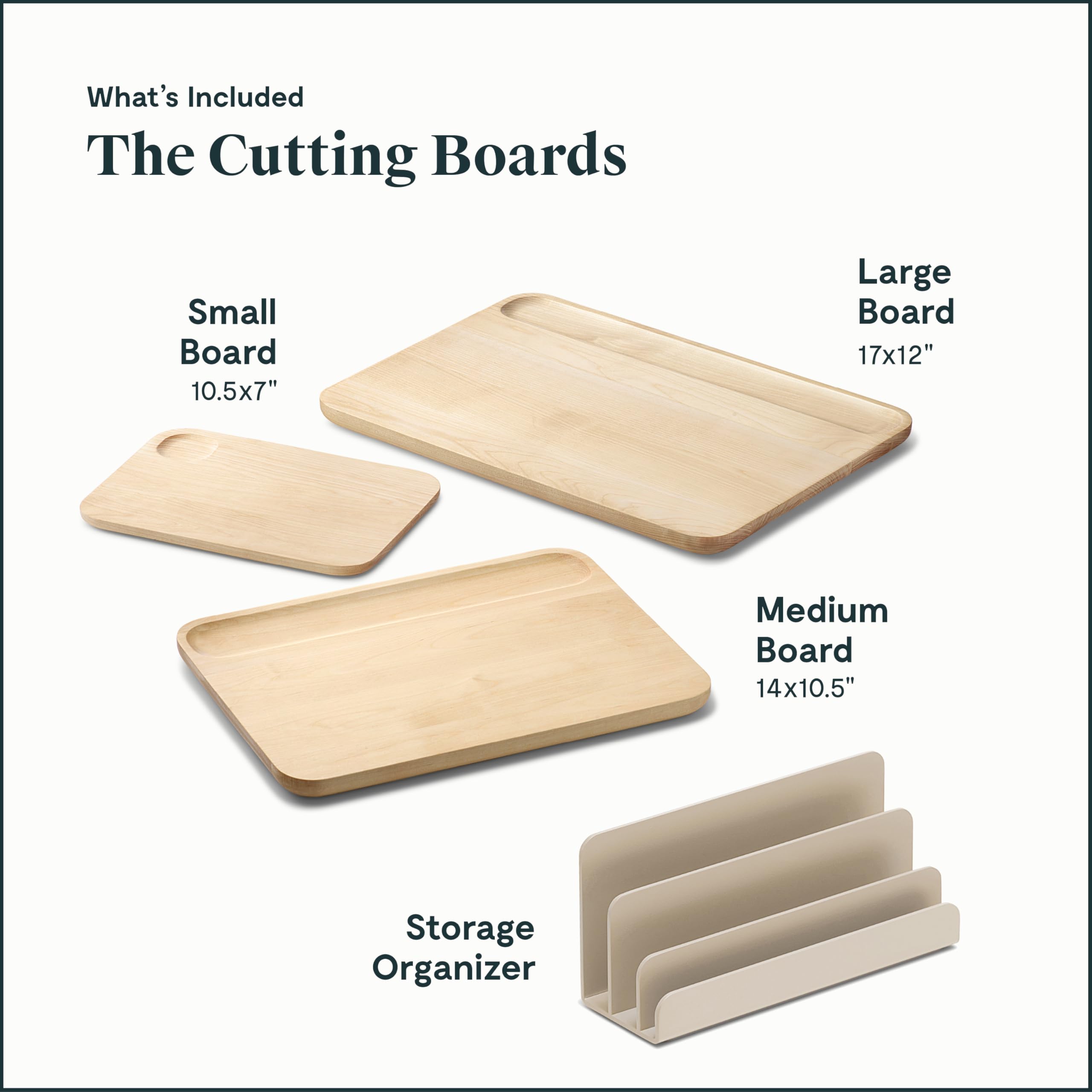 Caraway Kitchen Prep & Cutting Board Set – 4 German Steel Knives, Kitchen Shears, 5 Wooden Utensils, 3 FSC-Certified Birch Cutting Boards – Non-Toxic – Includes Storage Organizer – Cream