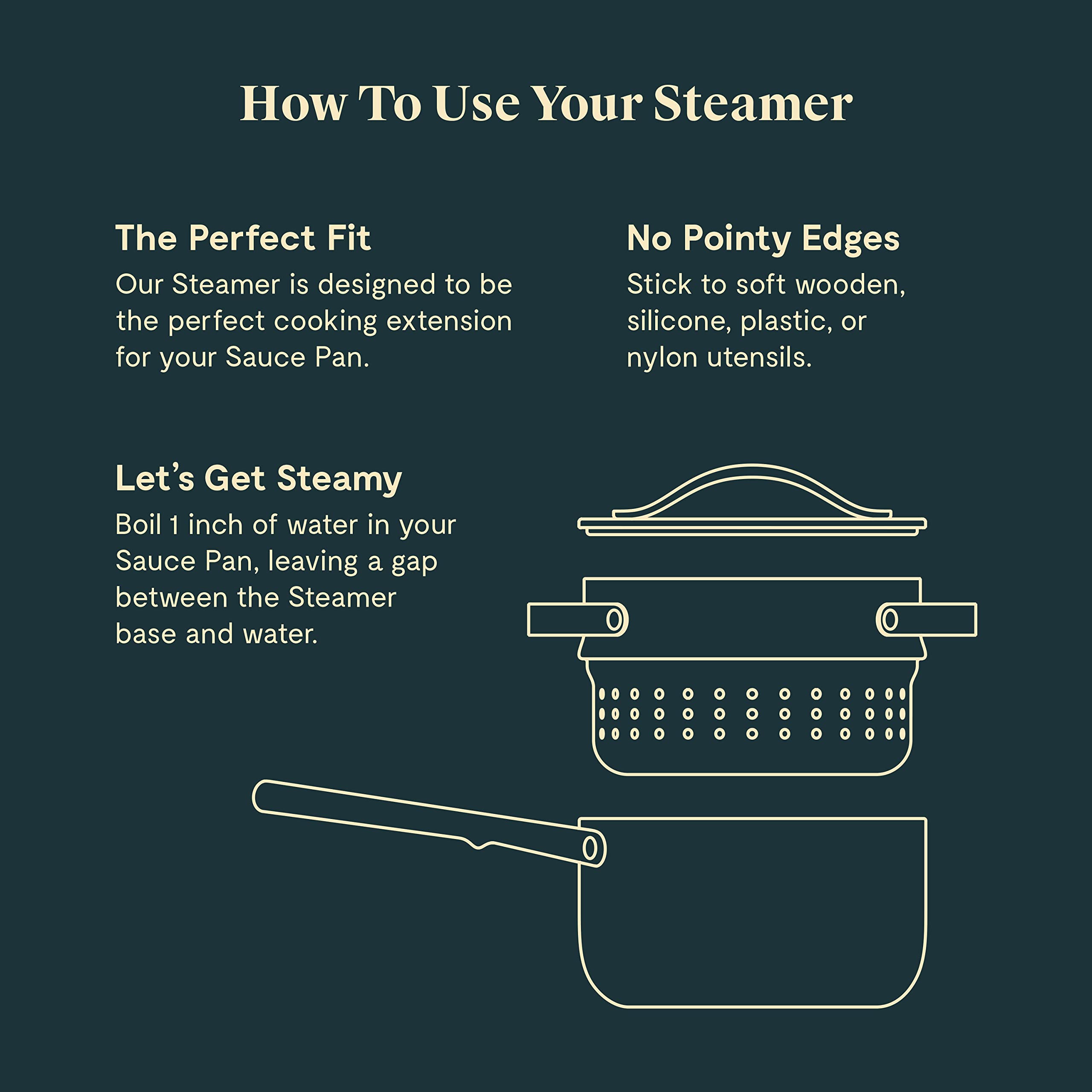 Caraway Steamer — Stainless Steel with Handles, Small