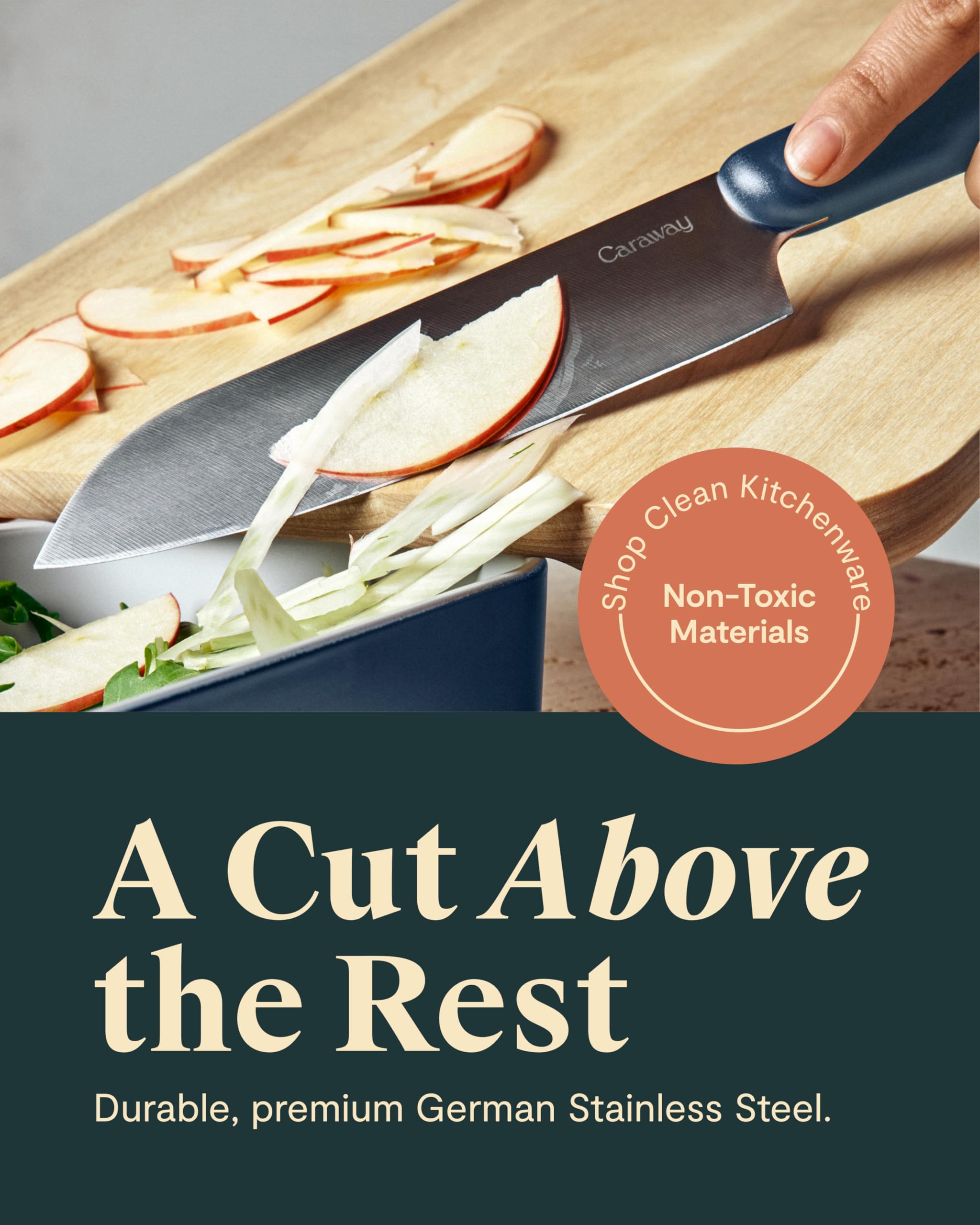 Caraway 5-Piece Knife Set — German Steel Blades, Ergonomic Handles, No Microplastics