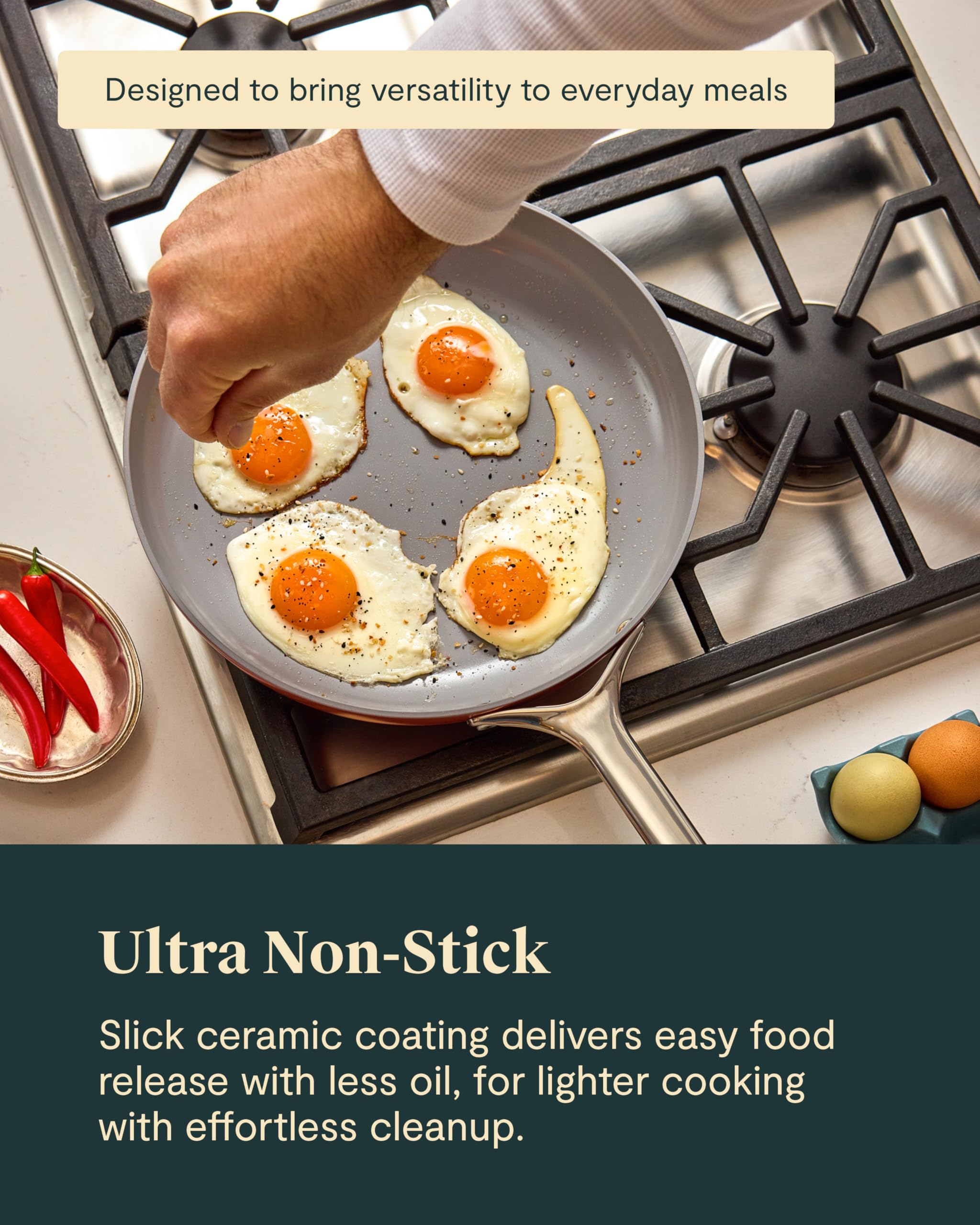 Caraway 10.5" Ceramic Nonstick Frying Pan (2.7 qt) — Cream