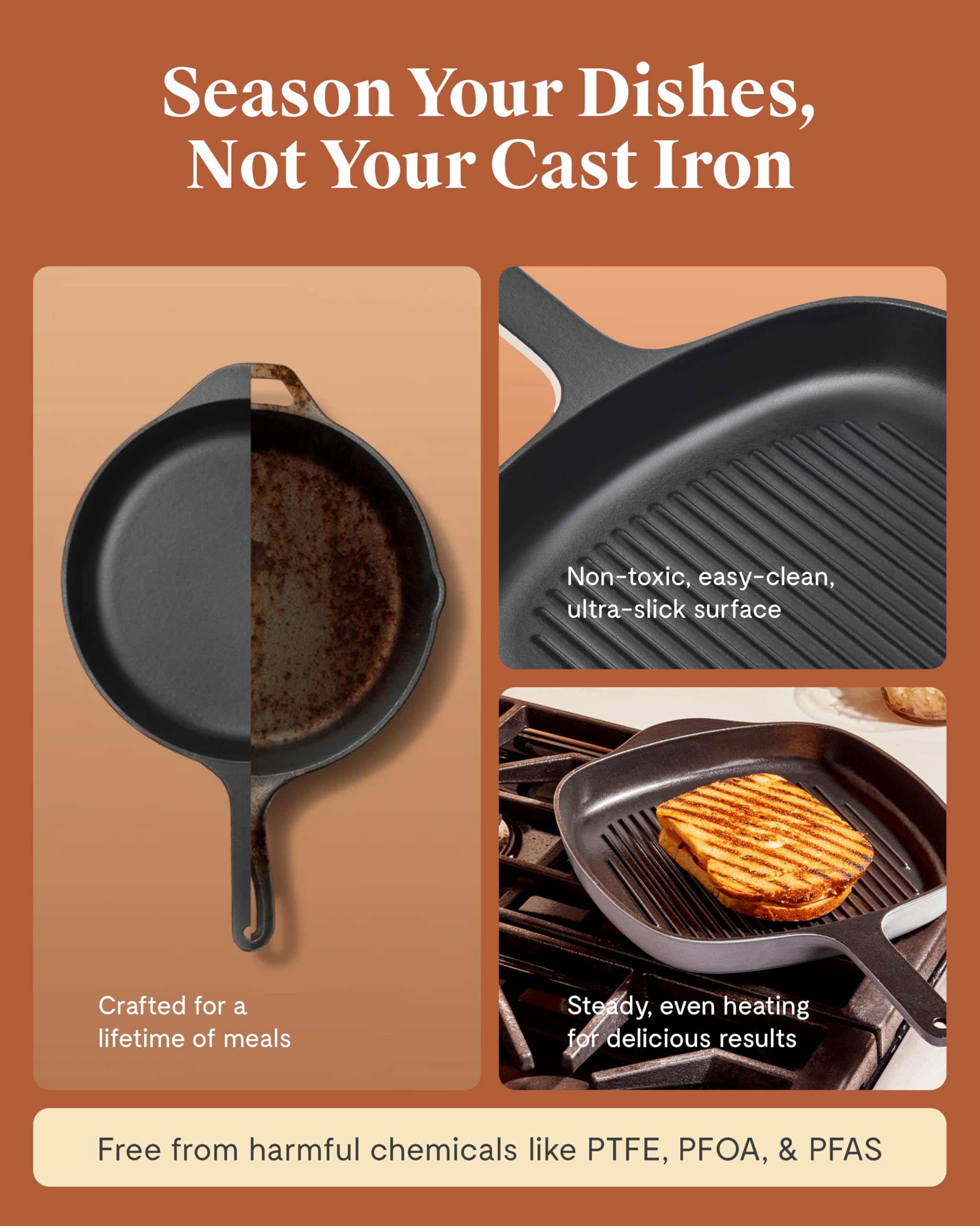 Caraway 10.5" Square Enameled Cast Iron Grill Pan