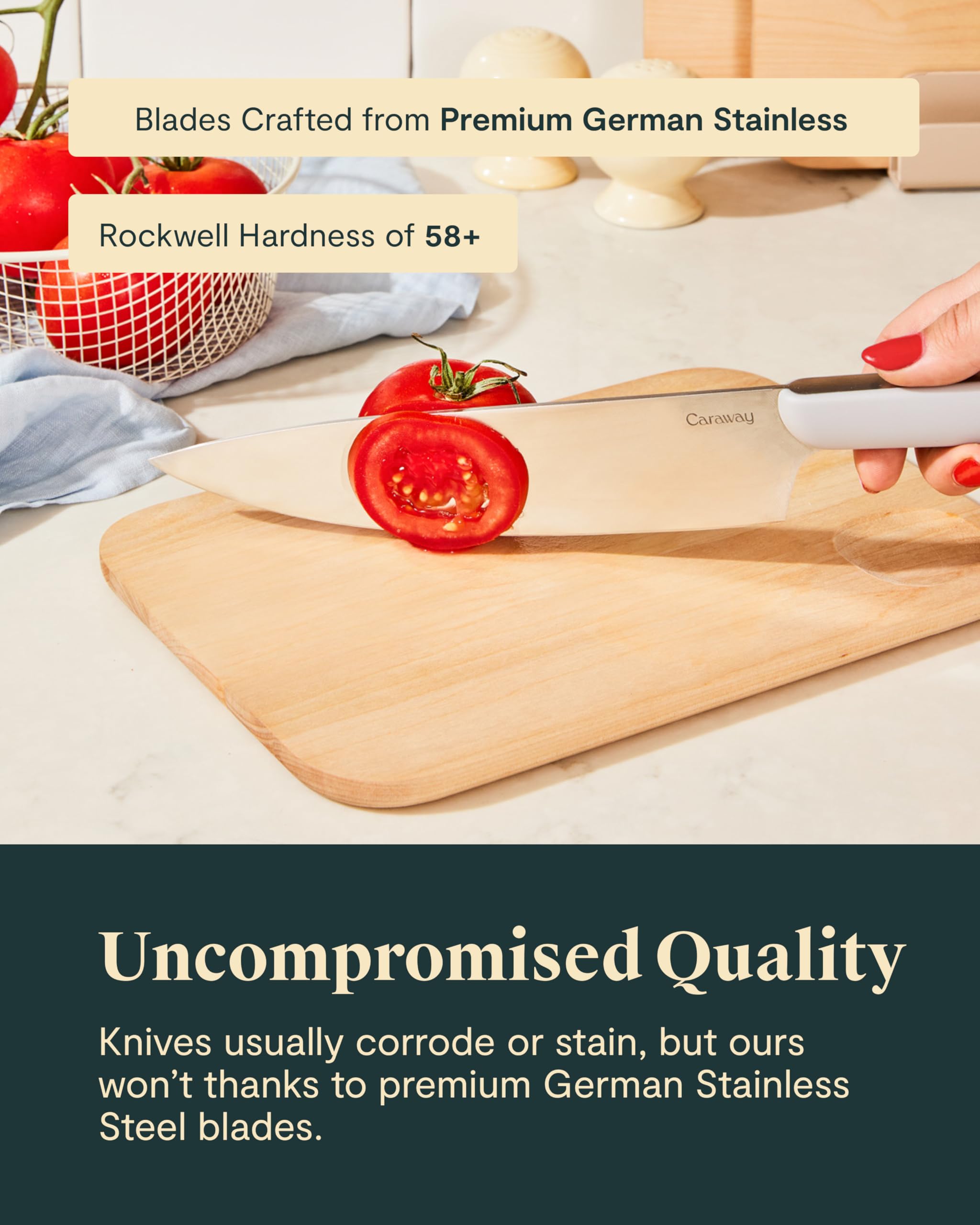 Caraway 5-Piece Knife Set — German Steel Blades, Ergonomic Handles, No Microplastics