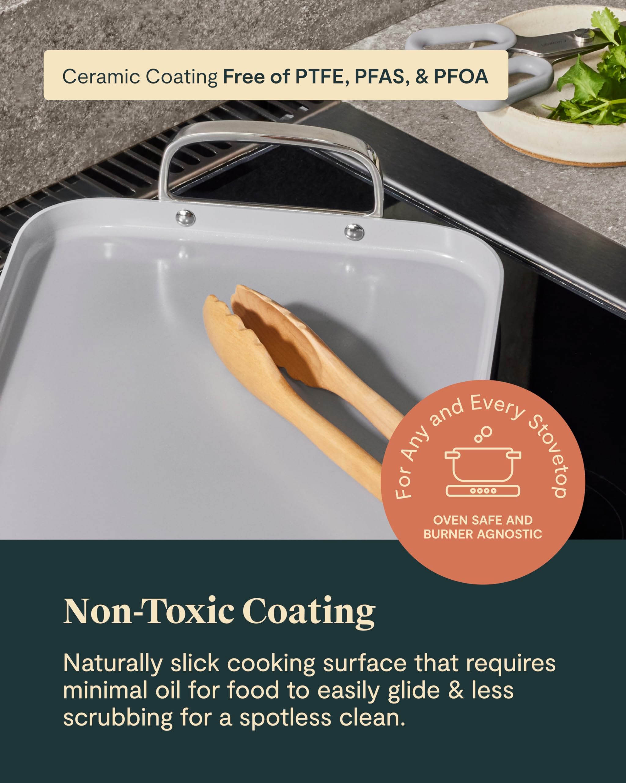 Caraway Double Burner Griddle – 19 x 12 Inch Non-Stick Ceramic Griddle Pan, Navy