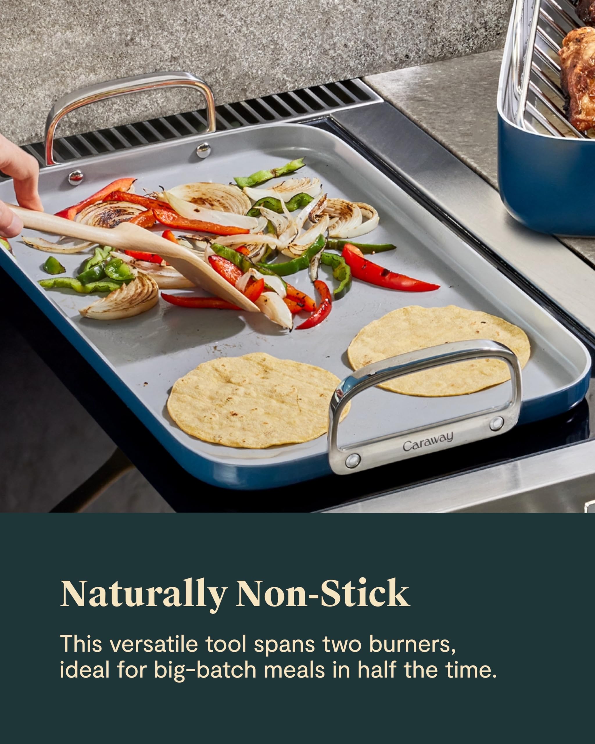 Caraway Double Burner Griddle – 19 x 12 Inch Non-Stick Ceramic Griddle Pan, Navy