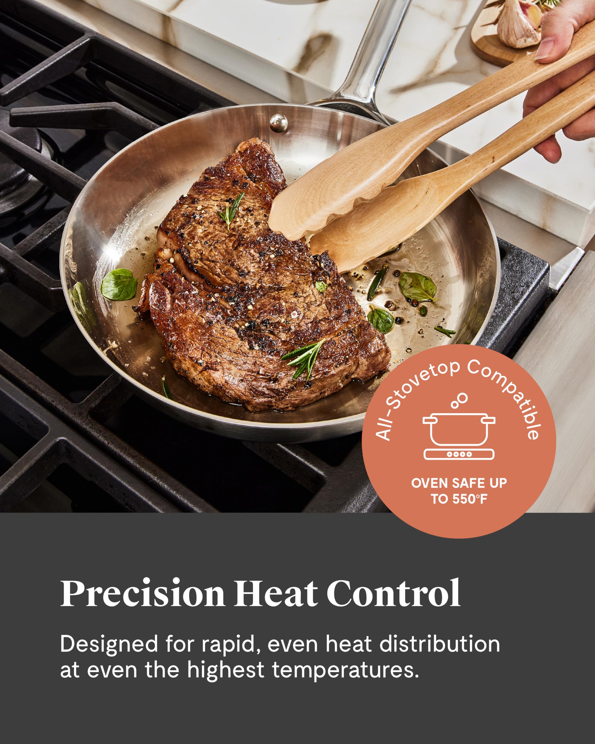 Caraway Stainless Steel Deluxe Cookware Set (16 Piece) — 5-Ply Stainless Steel Pots, Pans, Lids, and Kitchen Storage