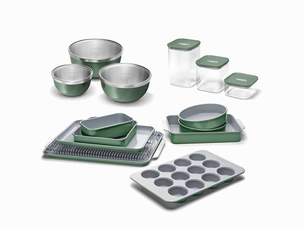 Caraway Better Baking Bundle — Containers, Mixing Bowls & Ceramic Bakeware Set