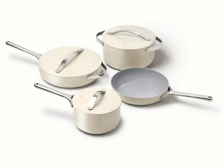 Caraway Ceramic-Coated Cookware Bundle — Full Cookware & Squareware Set with Storage