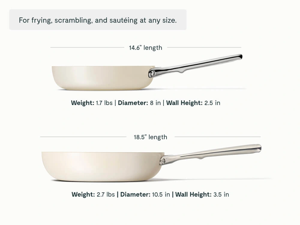 Caraway Fry Pan Duo — 10.5" & 8" Ceramic Non-Stick Frying Pans