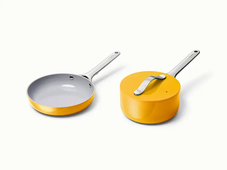Caraway Ceramic-Coated Cookware Bundle — Full Cookware & Squareware Set with Storage