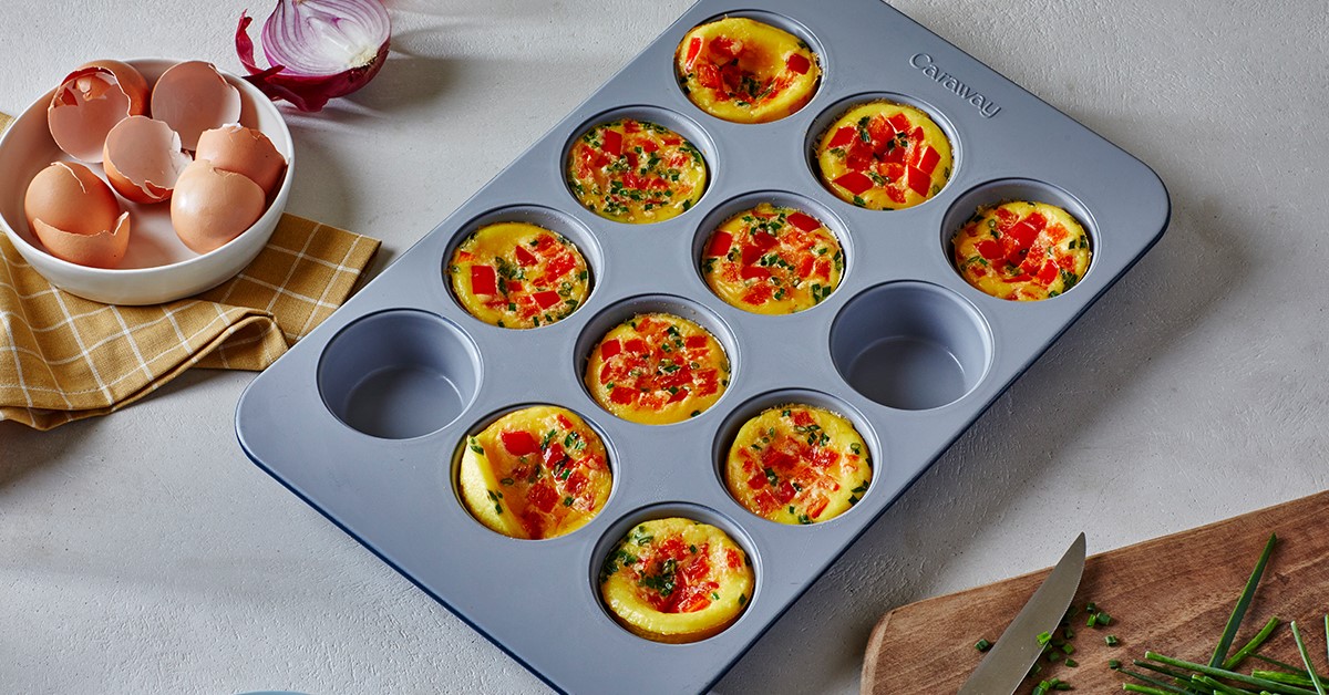 Caraway 12-Cup Nonstick Ceramic Muffin Pan – Non-Toxic, Aluminized Steel, Oven Safe to 550°F – PTFE & PFOA Free