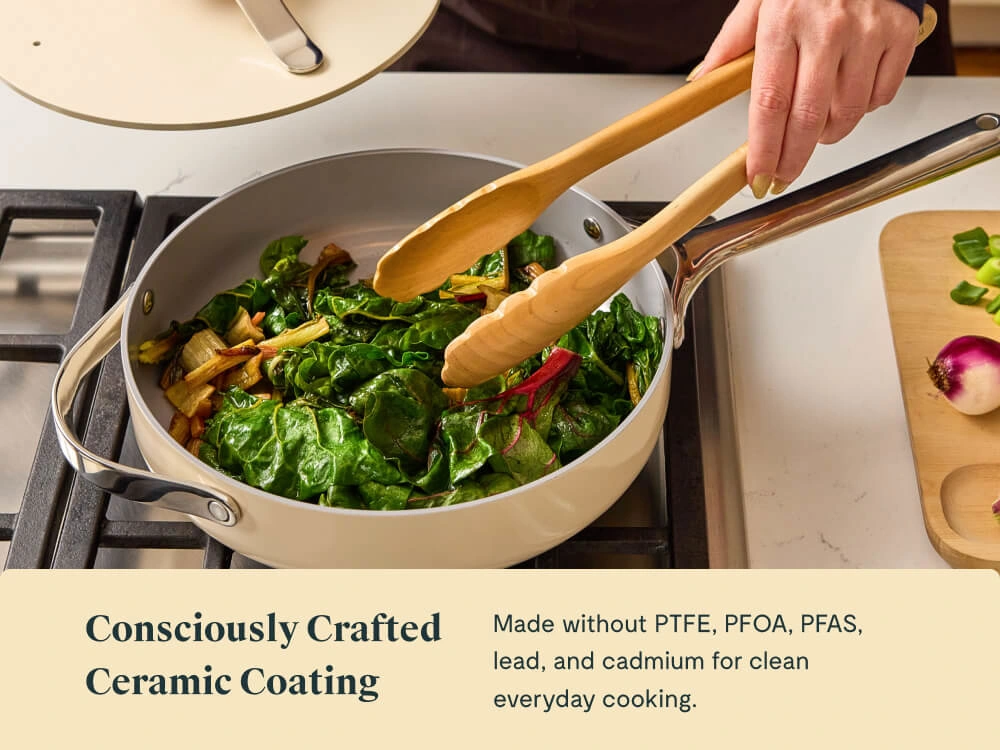 Caraway Small Sauté Pan – 3 qt – Ceramic Non-Stick, Oven Safe to 550°F