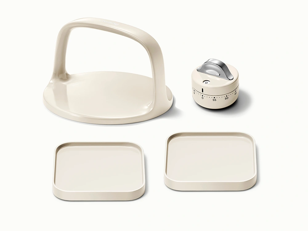 Caraway Clean Accessories Bundle – 4-Piece Kitchen Set with Spoon Rests, Grill Press & Timer