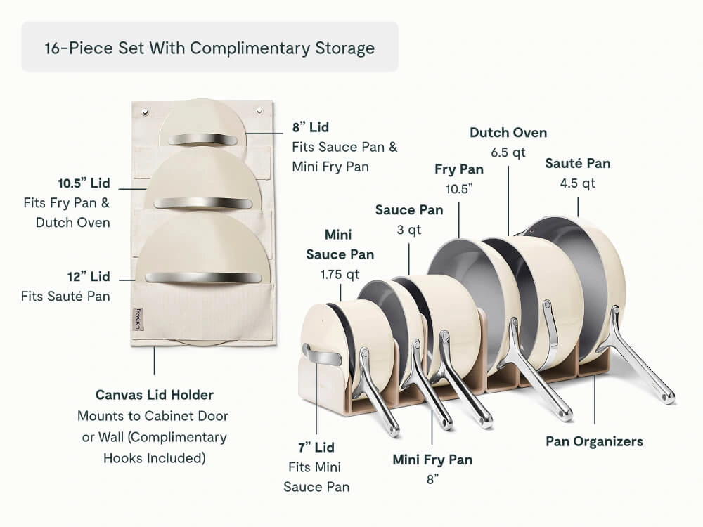 Caraway Full Ceramic Cookware Bundle — 31-Piece Non-Toxic Set with Storage
