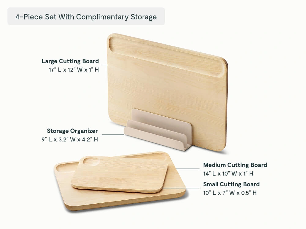 Caraway Cutting Board Set (3-Piece) — FSC-Certified Birch Wood with Juice Grooves