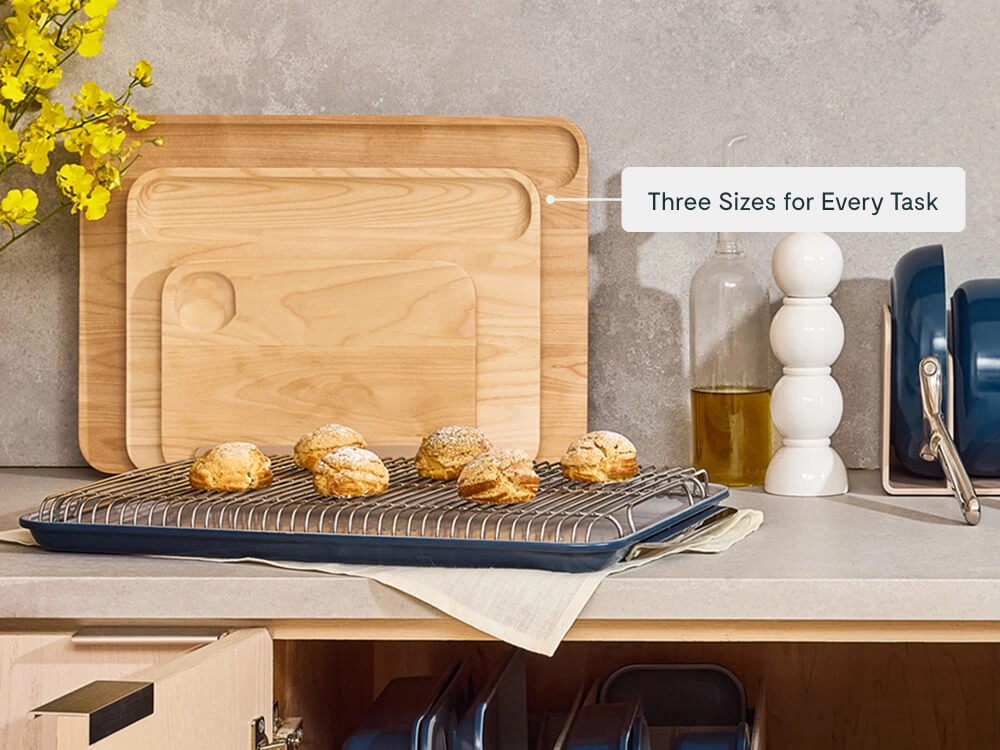Caraway Cutting Board Set (3-Piece) — FSC-Certified Birch Wood with Juice Grooves
